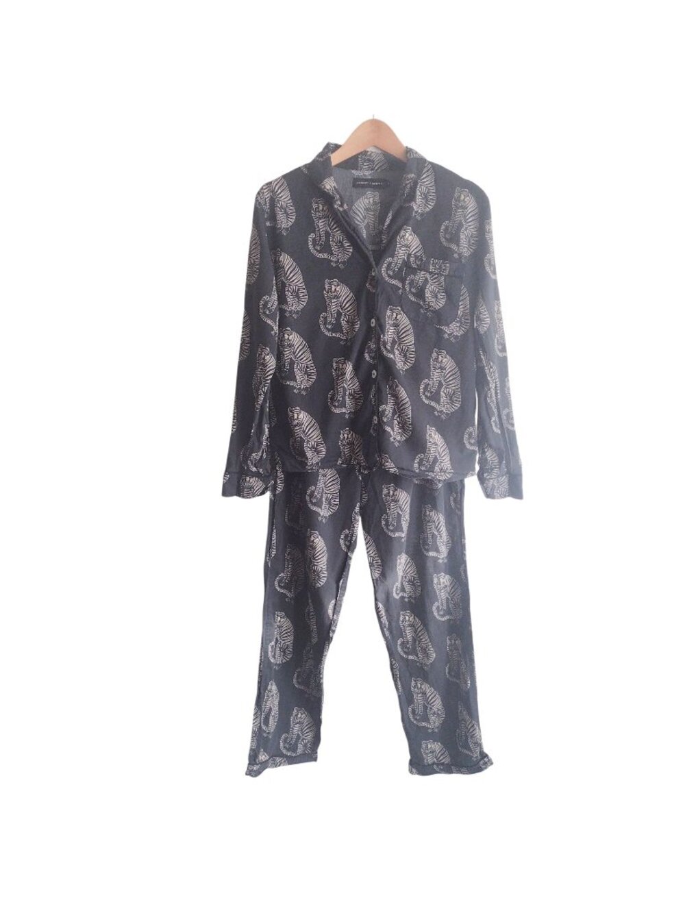 Desmond & Dempsey Pajamas M Tiger Print Long Sleeve Cotton Novelty Womens PJs